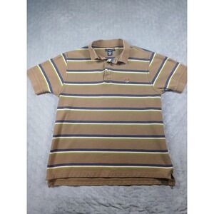 Vtg 90s Ivy Crew Classics Mens Brown Striped Cotton Pique Short Sleeve Polo Sz M